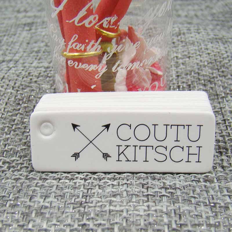 Étiquette en papier blanc | 3cm de diamètre, 100 pièces + 100 pièces, chaîne élastique pour produits, étiquette suspendue merci avec ruban imprimée