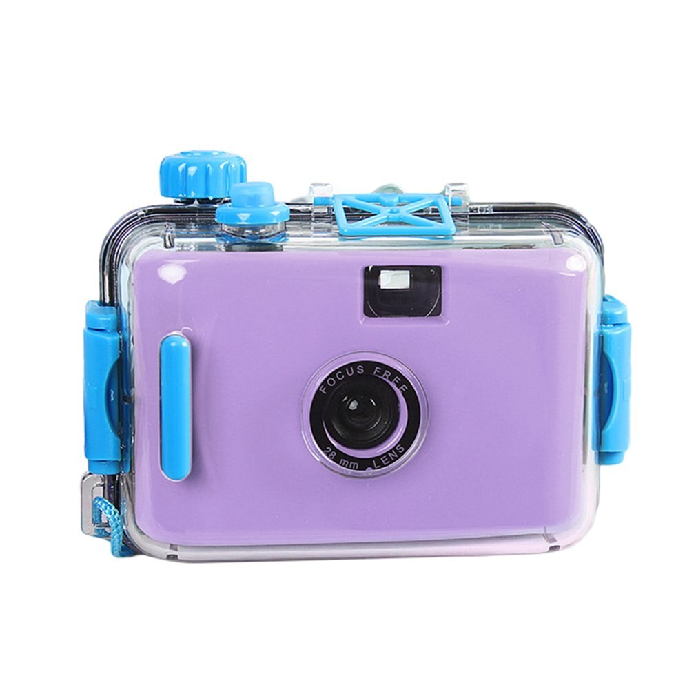 Reusable Waterproof Camera Cute Film Camera Underwater Diving Retro Camera Double Button: Purple