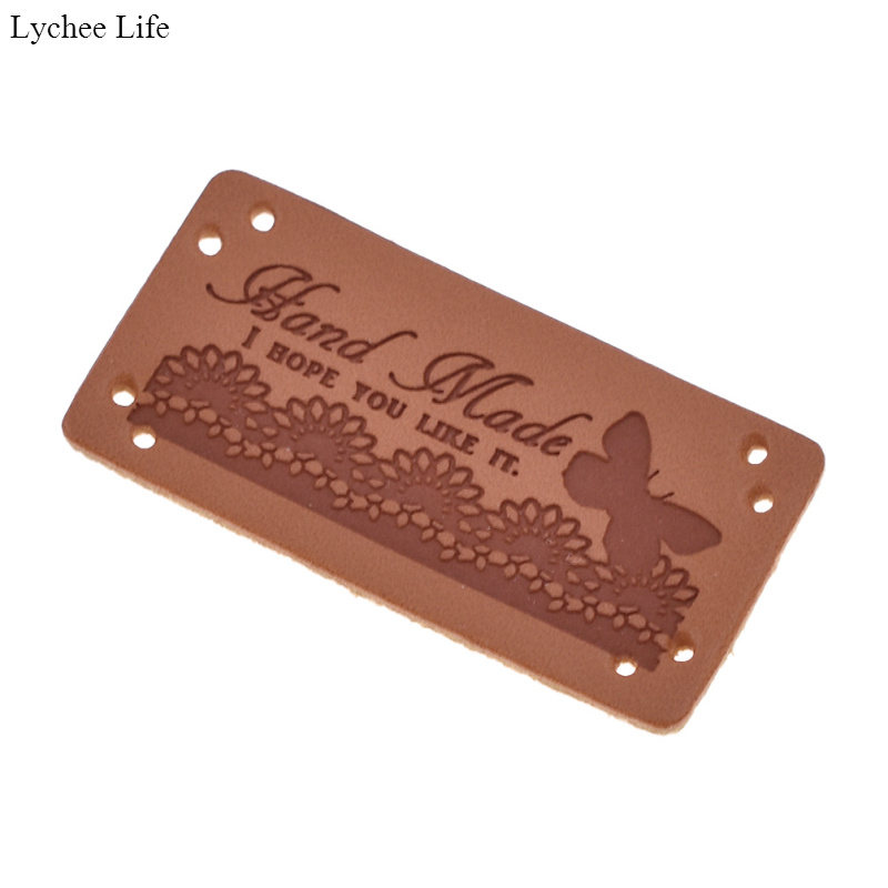 Lychee Life étiquettes de vêtement unisexe | Bricolage, artisanat du cuir, étiquettes à coudre gaufrées, 20 pièces/paquet