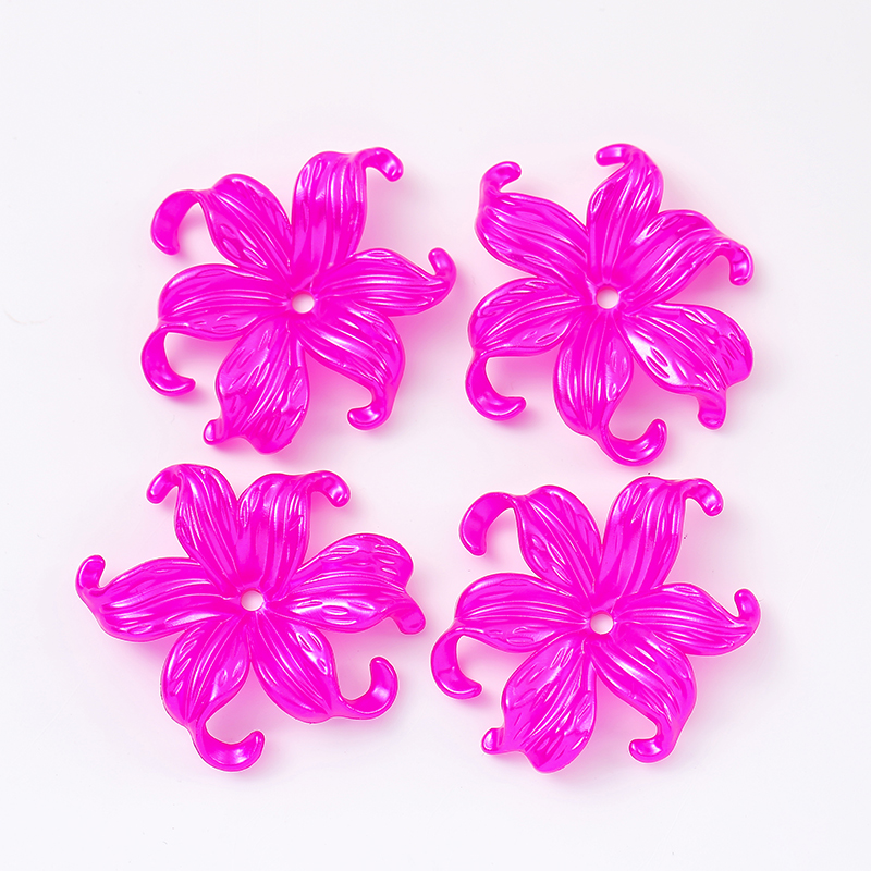 42X44Mm 20 Stuks Imitatie Parel Acryl Iris Bloemen Weven Bloemblad Bloemhouder Haar Accessoire Materiaal Oceaan Bloem Losse Kralen: Rose Rood