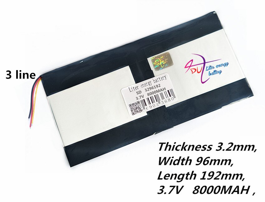 Batería de 3296192 v y 3,7 mAh para tableta Teclast X98 air, 3G, P98, 3G, v99i, 3 cables, perfecta, alternativa de gran capacidad, 8000