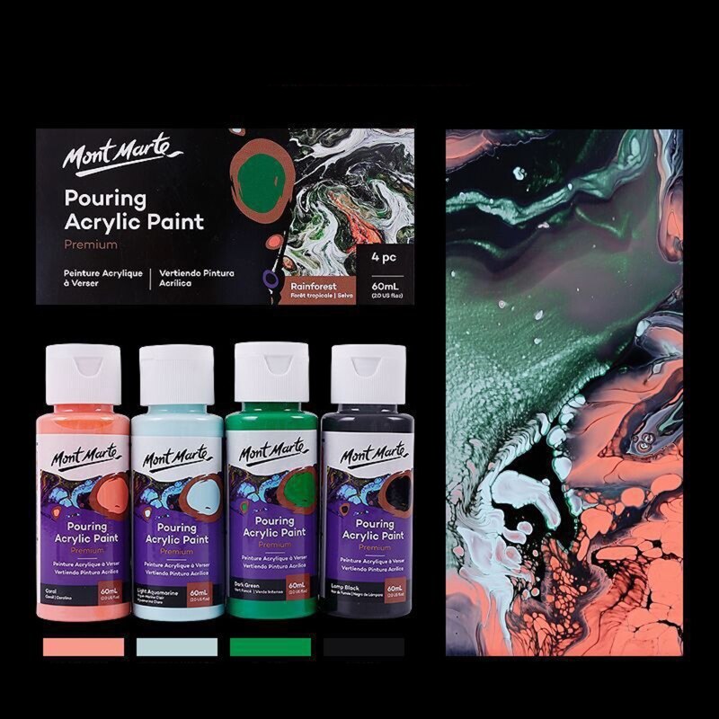 4 flasker 60ml pigment akryl maling sæt flydende marmorering maling akryl hælde medium tegneværktøj til kunstner gør-det-selv kunst forsyninger: C