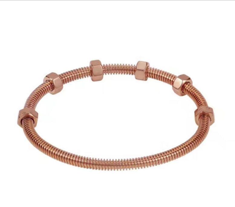 Nouvelle tendance bijoux titane acier bracelet titane acier vis rotation chanceux bracelet écrou rotatif bracelet: Or Rose Couleur