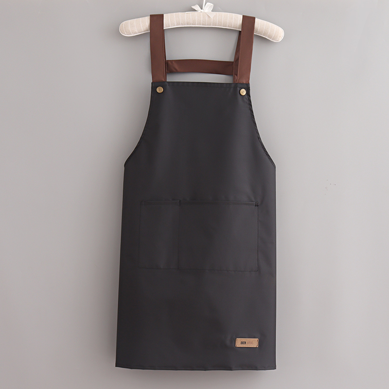 Waterproof Aprons Women Kitchen Accessories Simple Men Apron Strap Waist Thin Work Clothes With 2 Pockets Cartoon Long Smock: black