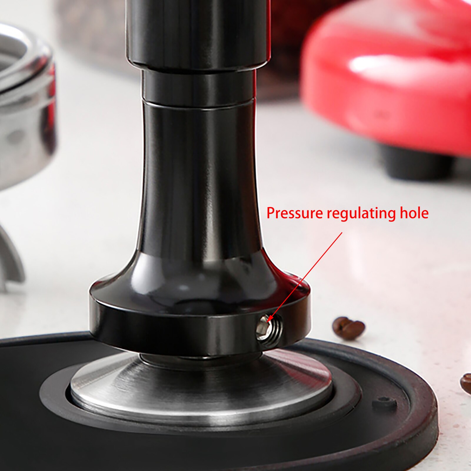 58mm Calibrated Pressure Tamper For Coffee 304 Stainless Steel With Spring Base Horizontal Tool For Barista Coffee Accessories