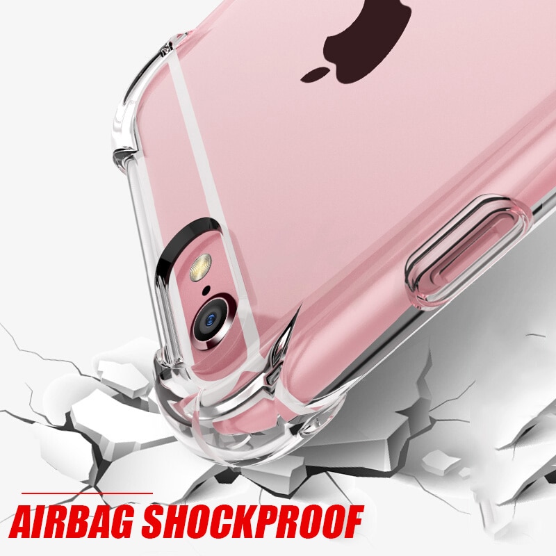 Trasparente Caso Antiurto Per il iPhone 11 Pro X Xr Xs Max Molle Del Silicone Airbag Caso 6 6s 7 8 più di 5 5S SE 2020 12 4 Della Copertura Posteriore