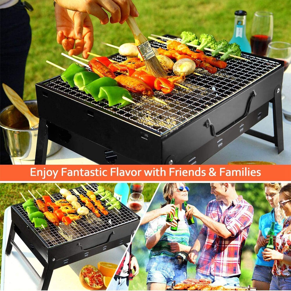 Opvouwbare Draagbare Barbecue Houtskool Grill Roestvrij Staal Kleine Mini Bbq Tool Kits Voor Outdoor Cooking Camping Picknicks Strand