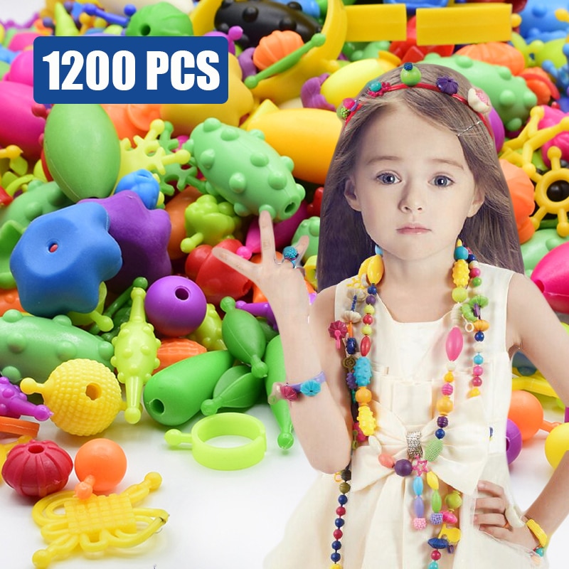 1200 stk diy pop perler kreativitet håndarbejde børn håndværk børns armbånd håndlavede smykker til børn perle legetøj til børn