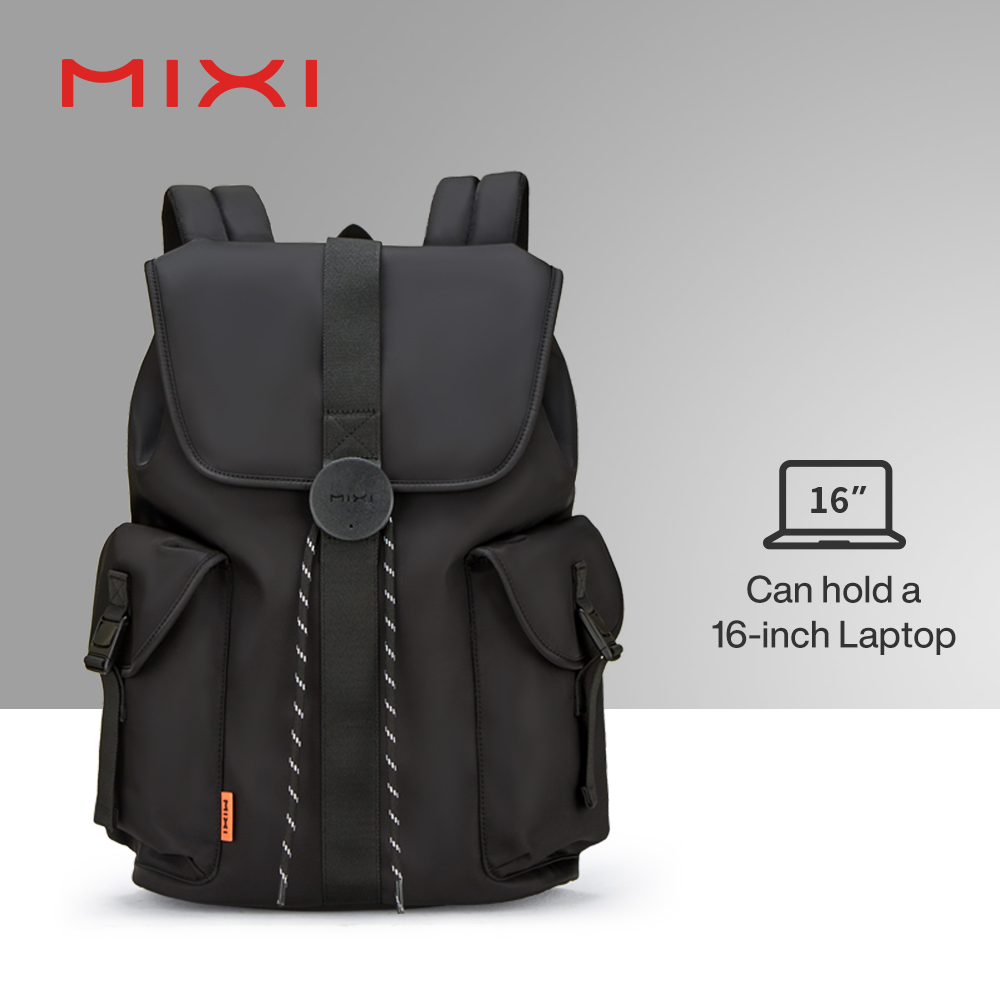 Mixi 16 ''Mochila para ordenador portátil Mujeres Hombres Impermeable Ligero Casual Weekender Bolsas de viaje Estudiantes universitarios Mochila 17 pulgadas Blanco: Negro