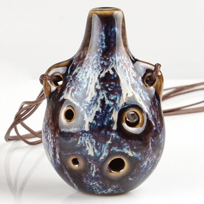 2 Colors Ocarina 6 Hole Kiln-Change Small Ocarina Alto C Tone Beginner Ocarina Tourist Souvenir Teaching Toys Ceramic Pendant: Blue1