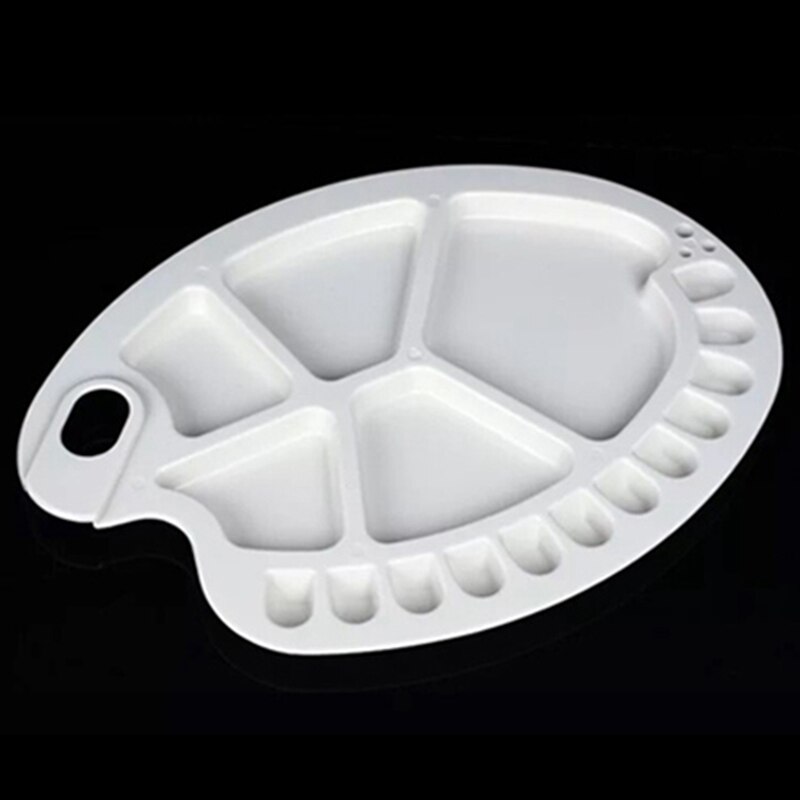 Plastic Painting Oil Paint Palette Watercolor Drawing 17 Wells Tray Art Oval Color Mixing Tool