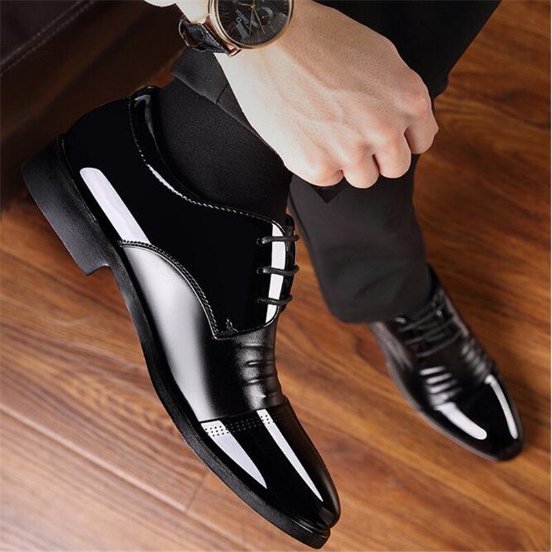 6cm högklackade skor för män läder klänning skor oxfords snörning svarta herr officiella skor män klassiska lägenheter sapatos sociais