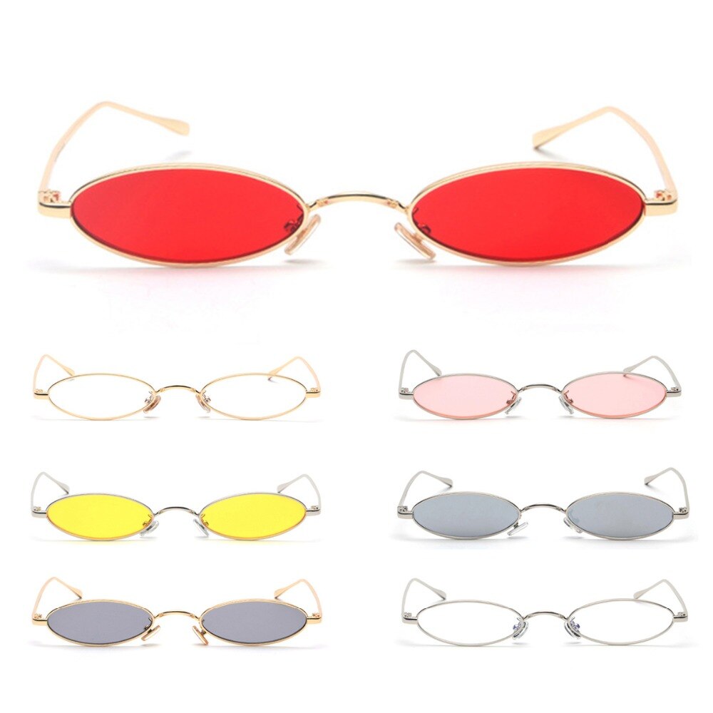 Kleine ovale ultravioletbestendige zonnebril met retro metalen montuur, geelrood, vintage ronde zonnebril, inisex wandelbril