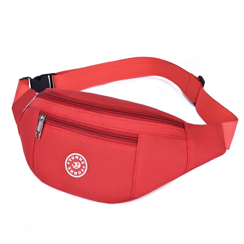 Glrsbuty nylon talje taske kvinder bæltetaske mænd fanny pack farverige bæltetaske rejsetaske telefonpose lomme: Rød