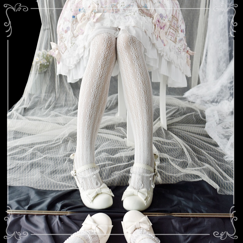 Lolita Japanse Meisje Lolita Lolita Hanayome Hollow Panty Verticale Strepen Van Wit Kant Kousen Sokken Dieptepunt