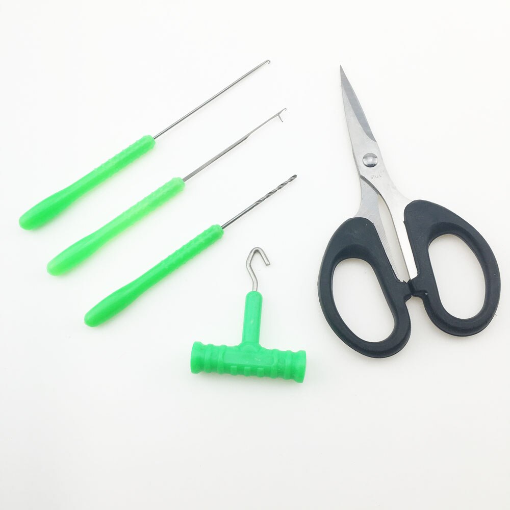1Set Baiting Needle Set Carp Fishing Bait Tool Kit 5 Piece Hook Load Rig Knot Puller Fish Tackle Scissors