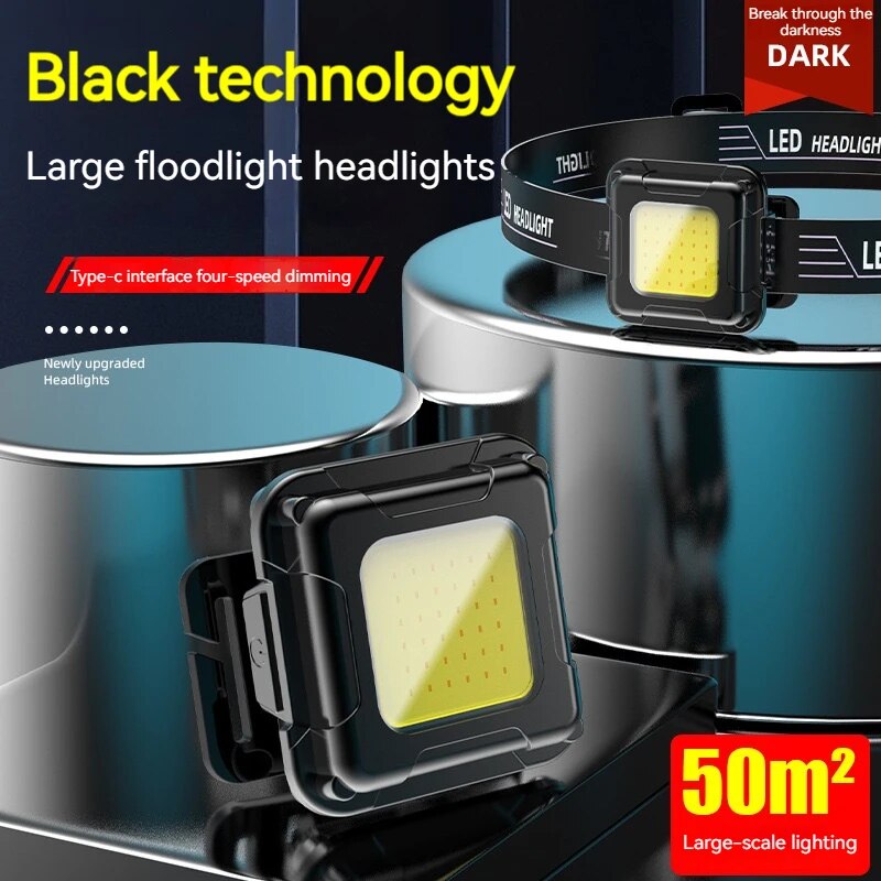 Kraftige cob led-forlygter mini edc nøglering pandelampe genopladelig vandtæt udendørs camping fiskeri bærbar arbejdslommelygte