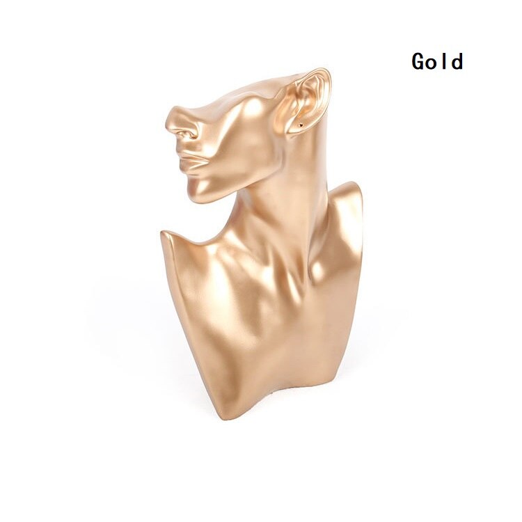 Resin Half Face Mannequin Head For Jewelry Necklace, Earrings Display M-0008: Gold