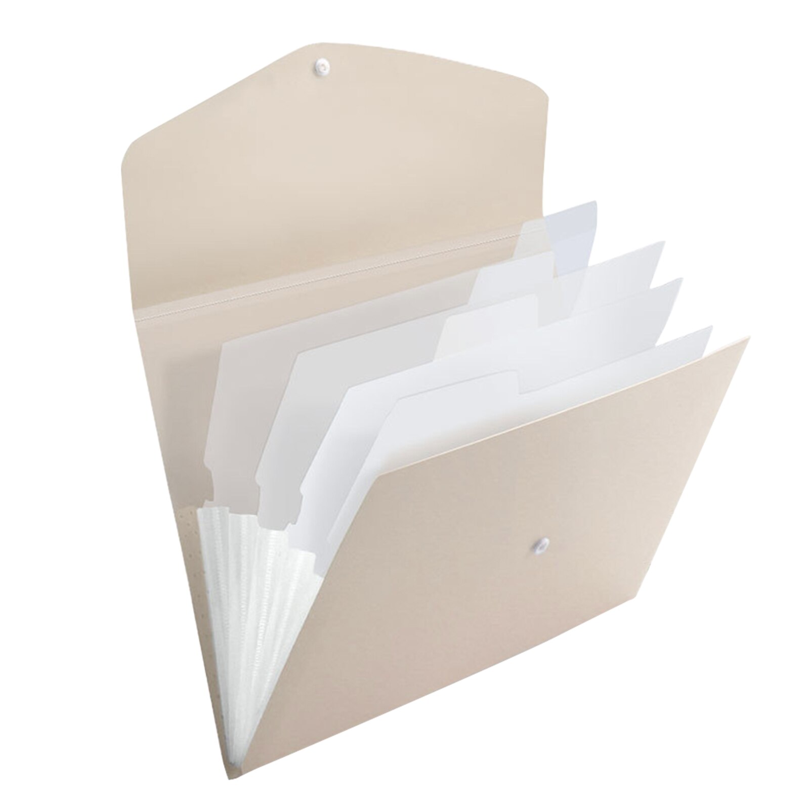 Office School Expanding File Folder Solid With Handle Accordion Portable Waterproof A4 Size Stationery Multi Pockets Desktop: Beige 5 Grids