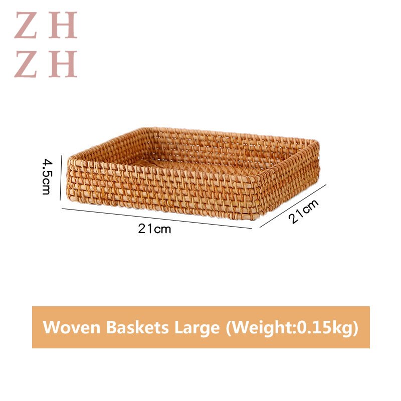 Hand-Geweven Opslag Mand Rotan Opbergvak Rieten Manden Brood Fruit Ontbijt Display Box Ambachten Home Decoratie: M