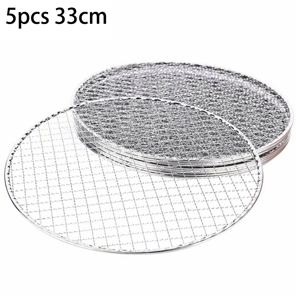 5 stücke Grill Racks Runde Einweg Draht Net Grill Racks Eisen Braten Rost Kochen Grill BBQ 25CM 28CM 33CM Kochen Net Werkzeug: Armee Grün