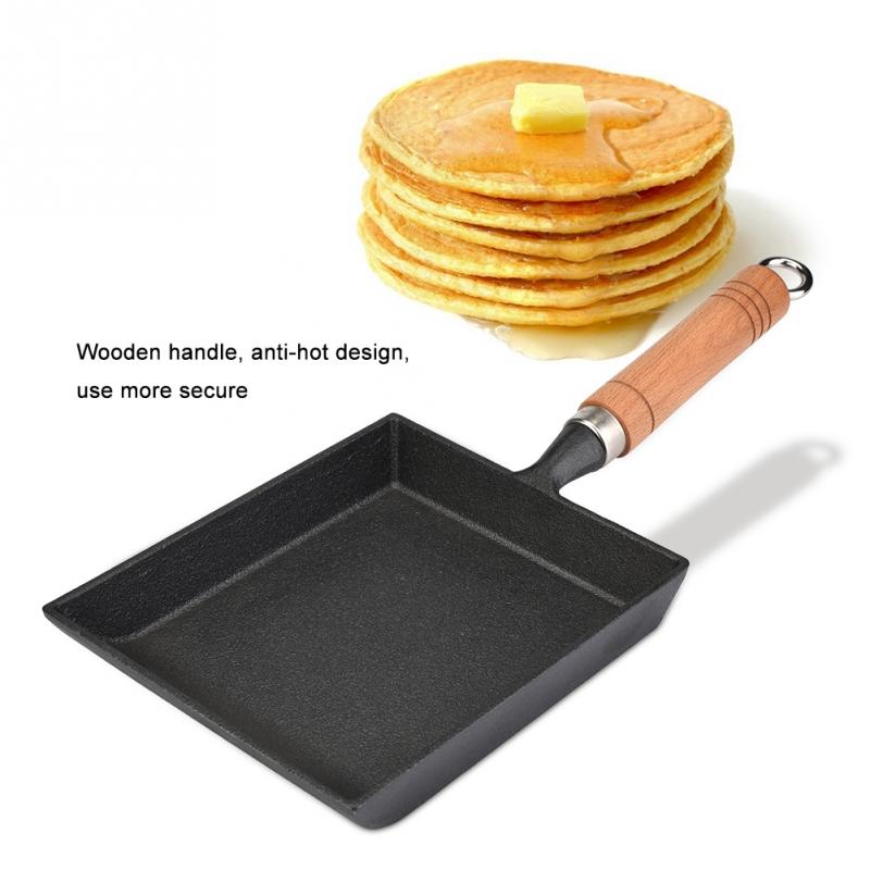 Støbejernspande non -stick bradepande med træhåndtag kogepander til gaskomfur induktion køkken køkkengrej holdbart