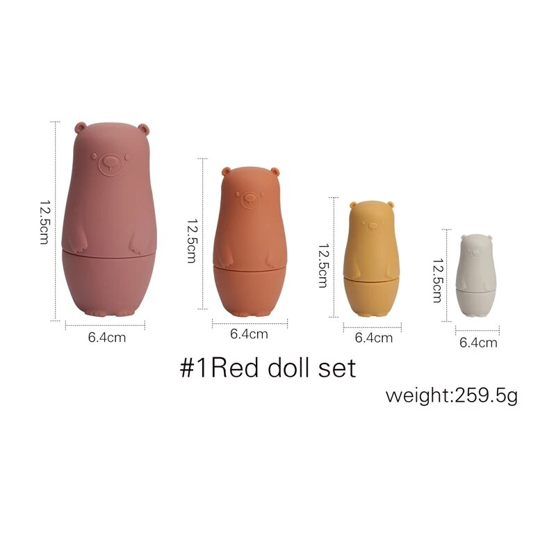 1Set Baby Regenboog Kleuren Siliconen Stapelen Speelgoed Montessori Creatief Speelgoed Bpa Gratis Food Grade Siliconen Vroege Onderwijs Kinderen: Red doll