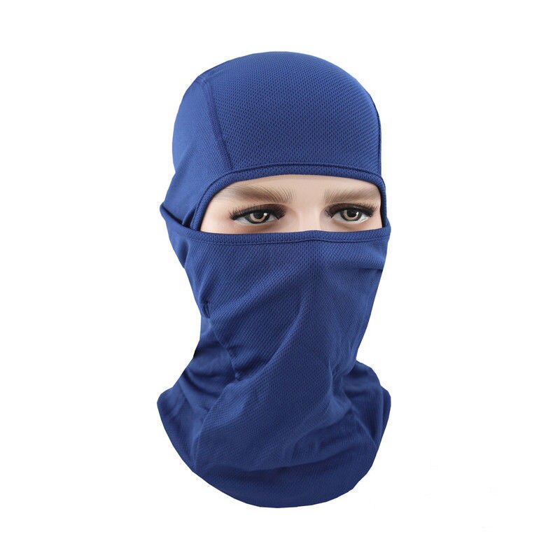 Máscara de cara completa de ciclo fresco suave al aire libre pasamontañas de LICRA Ultra delgado cuello calentador para esquí máscara protección UV: Navy Blue