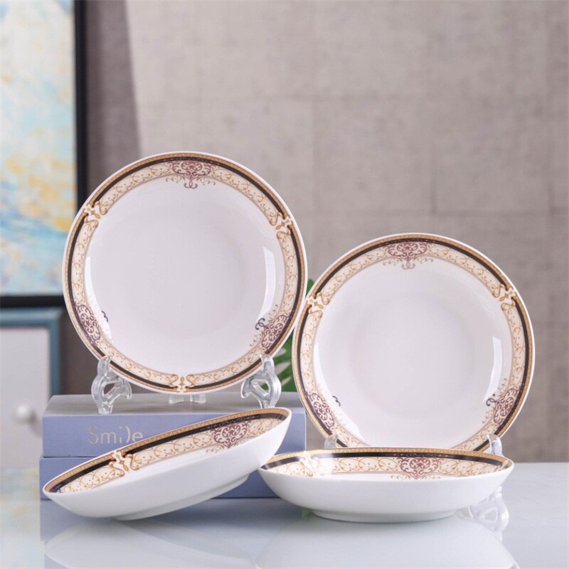 4 stk/sæt jingdezhen porcelæn porcelæn spisestel spisestue keramik service dybe suppe retter sushi tallerkener: Grå
