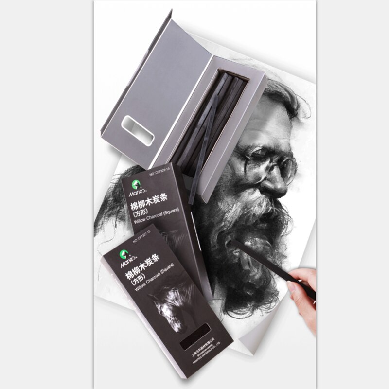 15pcs/box Soft Charcoal Sketch Carbon Pen Carbon Strip Carbon Rod Sketch Painting Charcoal Rod for Art Supplies