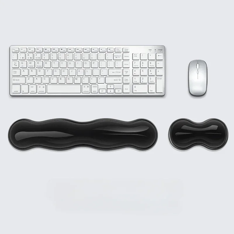 Mauspad mit Handballen auflage, Tastatur auflage, rutsch feste transparente Desktop-Büros piel konsole aus Silikon, Maus-Handballen auflage: Khaki