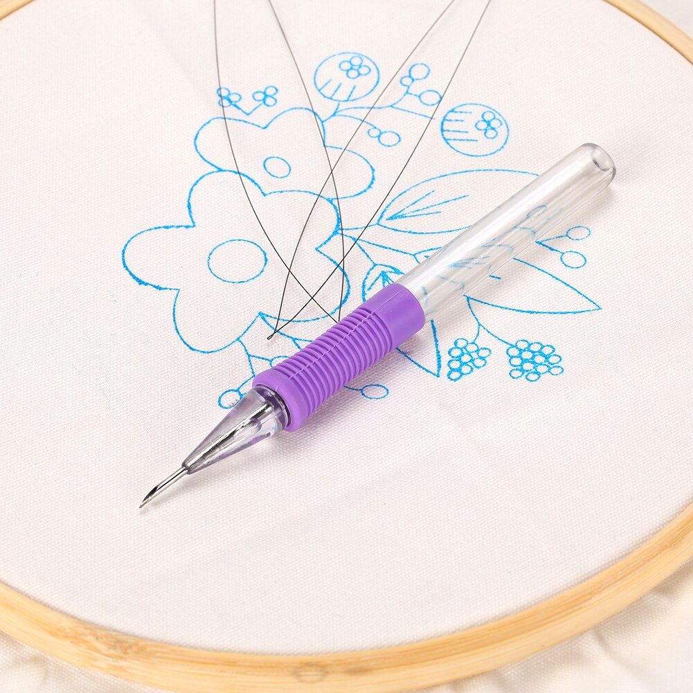 Plastic Embroidery Tool Punch Needle Magic Embroidery Pen Stitching Textiles Cross Stitch Diy Linens Durable Picture Yarn