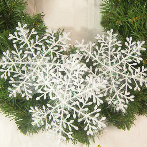 30Pcs 11cm Plastic Witte Sneeuwvlokken Kerstboom Ornamenten Opknoping Hangers Festival Xmas Jaar Party Thuis DIY Decoratie