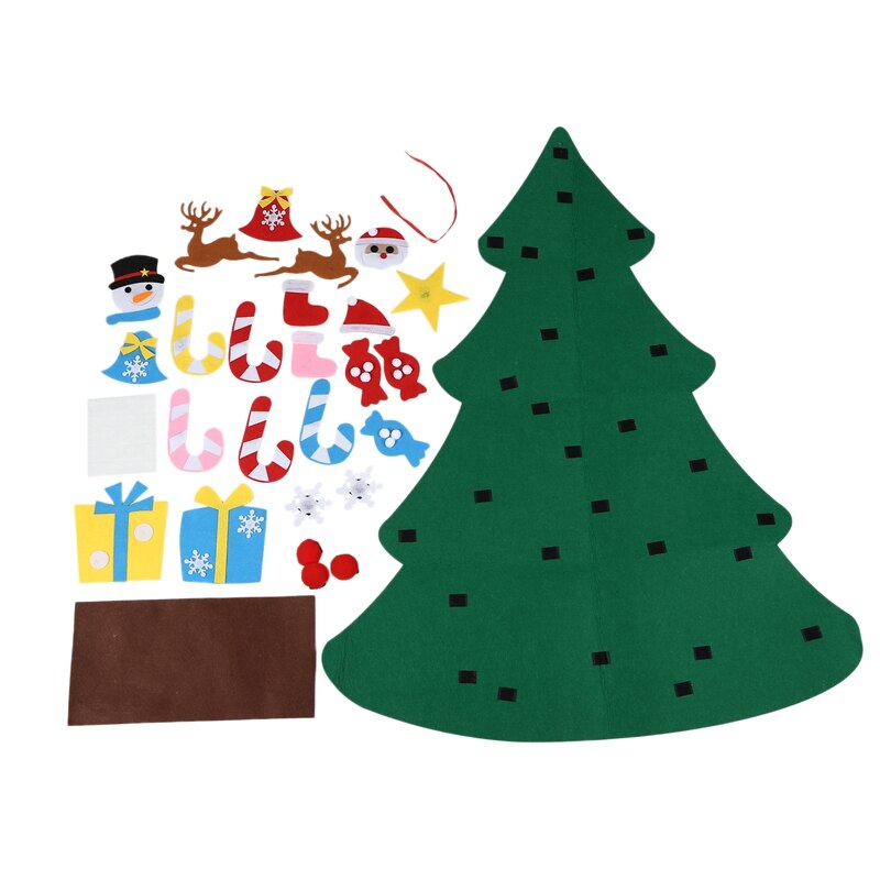 -3Ft Diy Vilt Kerstboom Set + 26Pcs Afneembare Ornamenten, Muur Opknoping Xmas Voor Kerst Decoraties