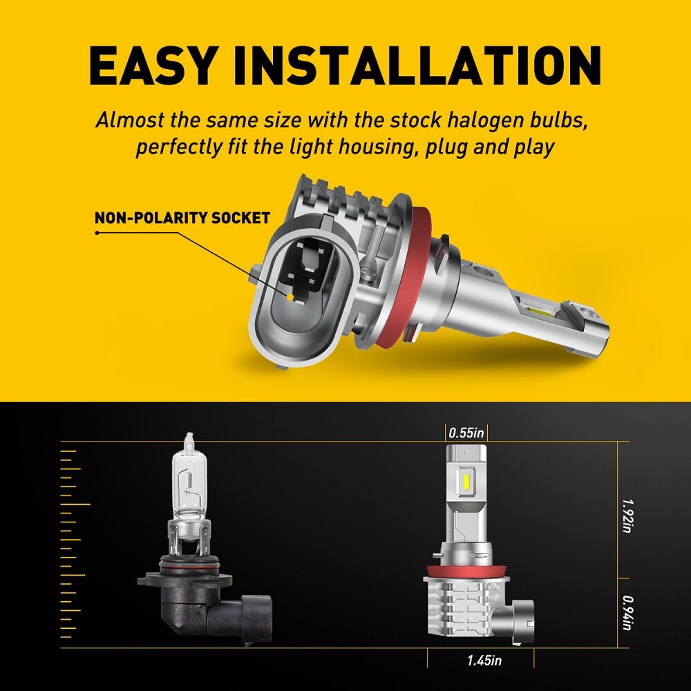 AUXITO 2 Stücke H11 LED Nebelscheinwerferlampen H8 H9 9006 HB4 9005 HB3 LED 12 V DRL Auto Tagfahrlicht Auto Lampe 6500 K Weiß 3000 K Gelb
