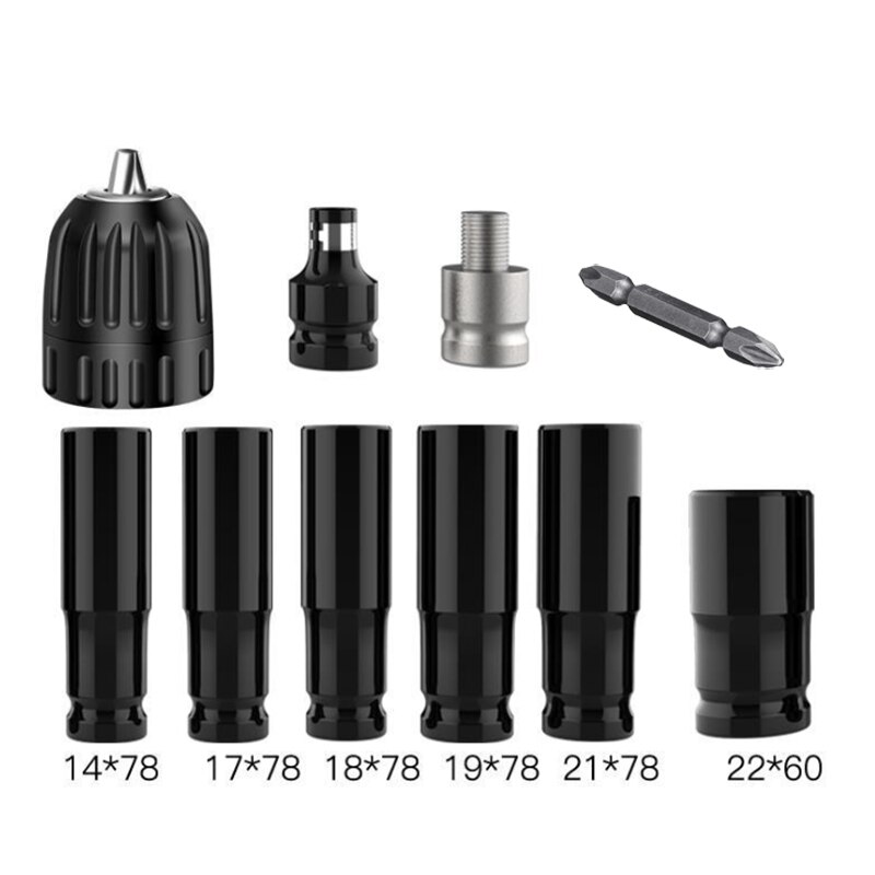 Makita18V Battery 280 N.m Cordless Electric Impact Wrench Motor 1/2 Square Brushless Rechargeable Wrench LED Light Power Tools: 10pcs