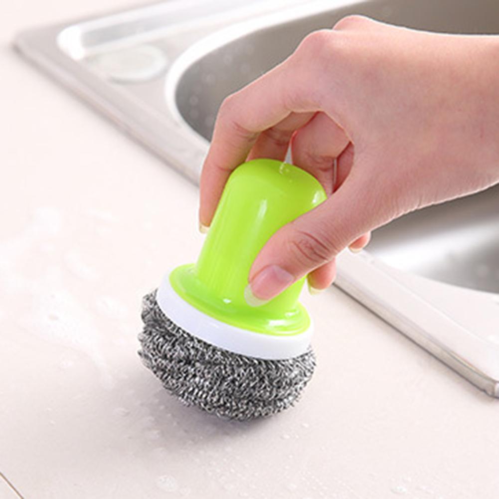 Home Kitchen Stainless Steel Wire Ball Pot Dish Cleaning Brush Washing Scrubber