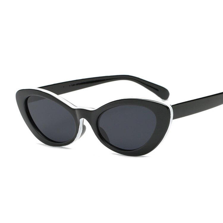 Små ovale solbriller kvinder cat eye brand vintage retro skinny cateye stel bittesmå solbriller kvindelige nuancer: Hvid sort