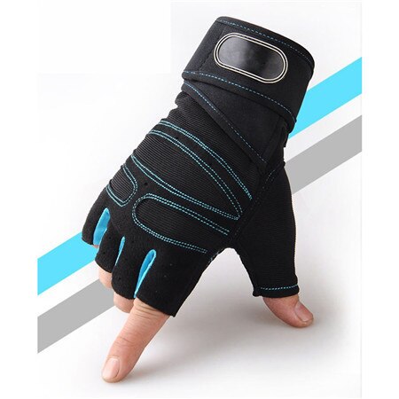 Men Women Half Finger Fitness Gloves Weight Lifting Gloves Body Building Training Protect Wrist Sport Fitness Cycling Gloves: Lightblue / M