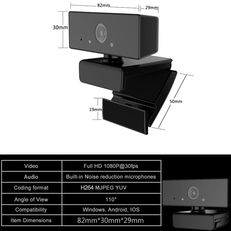 HD 1080P PC Camera Webcam with Microphone for Laptop Desktop Video Recording NOV99