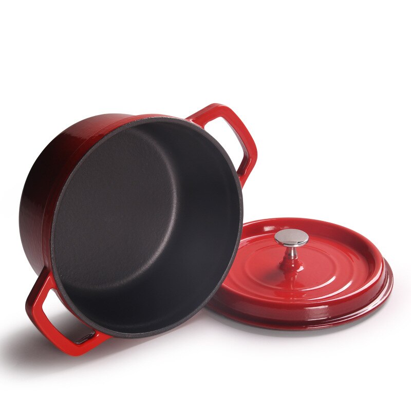 IWELAI 10cm red Cast Iron Dutch Oven Round Ceramic Enamel Dutch Ovens Pot Suitable For All Stoves