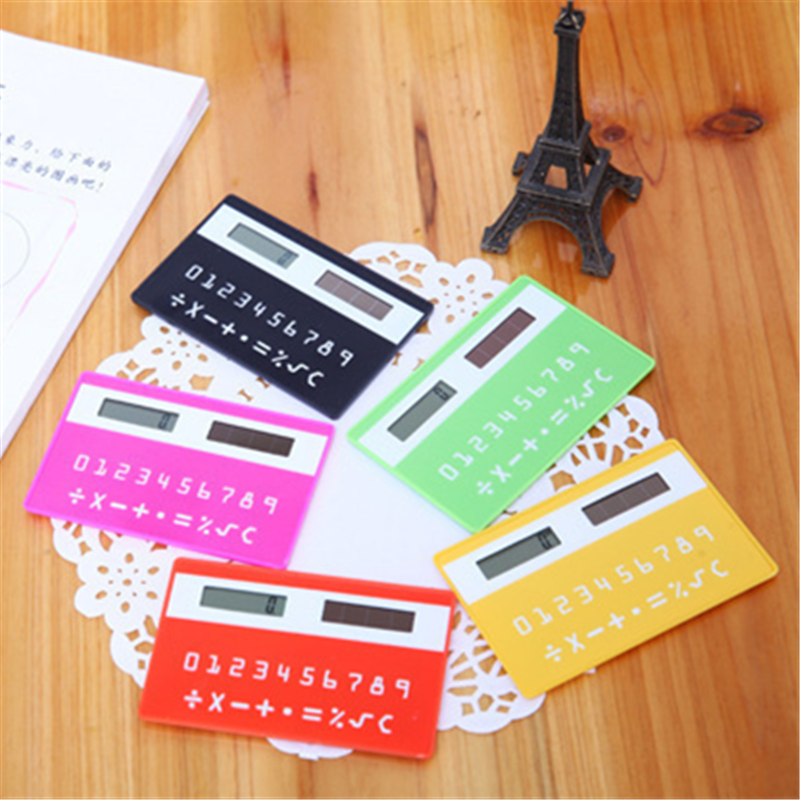 Portable Stationery Calculator Mini Handheld Ultra-thin Card Calculator Solar Power Small Slim Student Pocket Cute Calculator