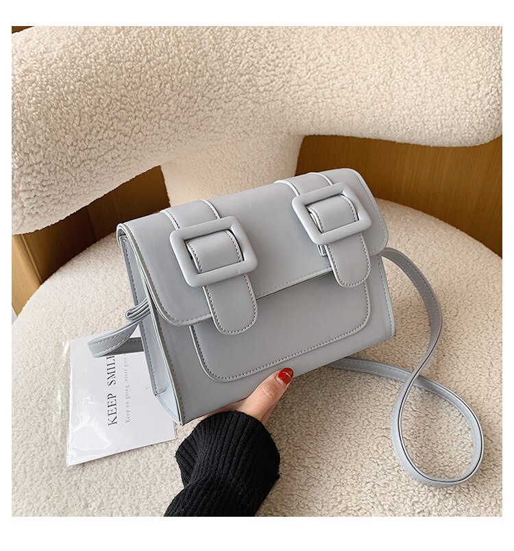 Kvinnelig firkantet crossbody bag leatherwomen håndveske reise skulder messenger bag: Blå
