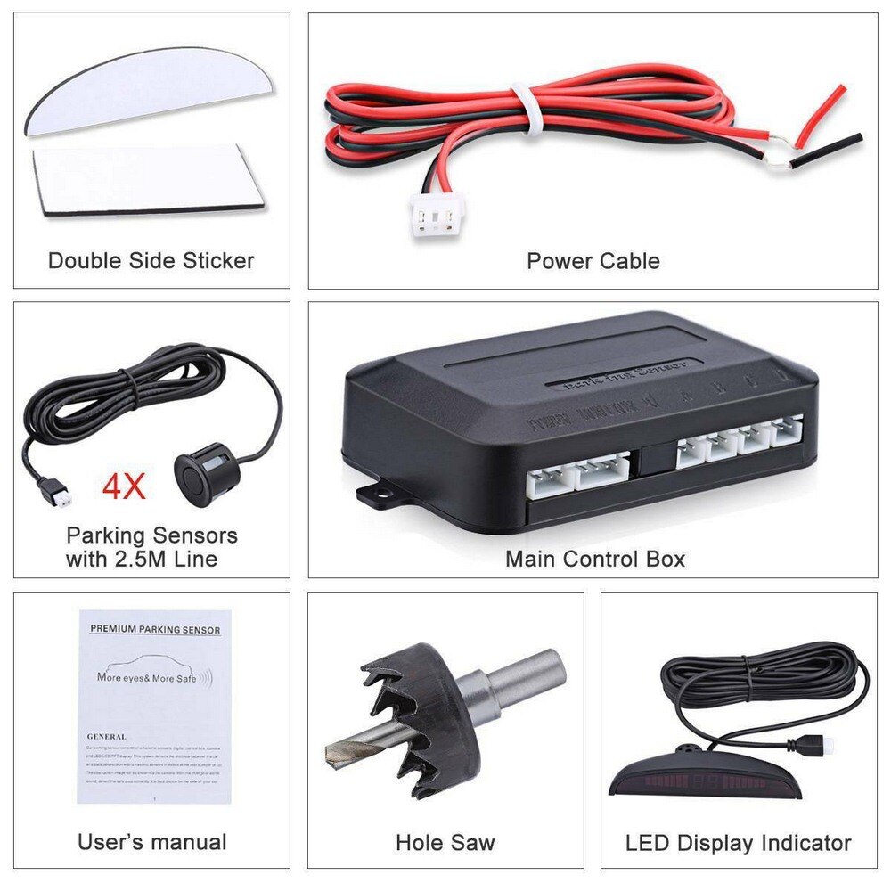 thumbnail image 2 of Caoyuanstore Car Reverse Backup Parking Sensor Radar System 16.5mm Built‑in Reversing Assistance With Audio Buzzer Auxiliary Kit I.12164601 2 of 14