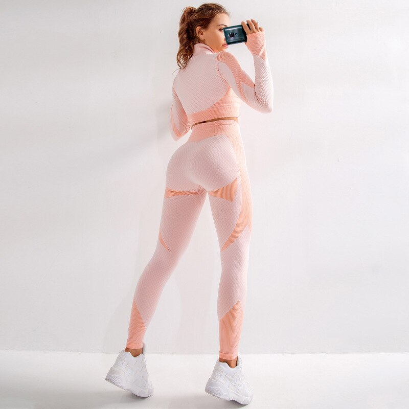 Nahtlose Yoga Kleidung Anzug Frauen Herbst und Winter Neue betroffen Hüften strecken Fitness Sport Yoga Kleidung trainieren einstellen