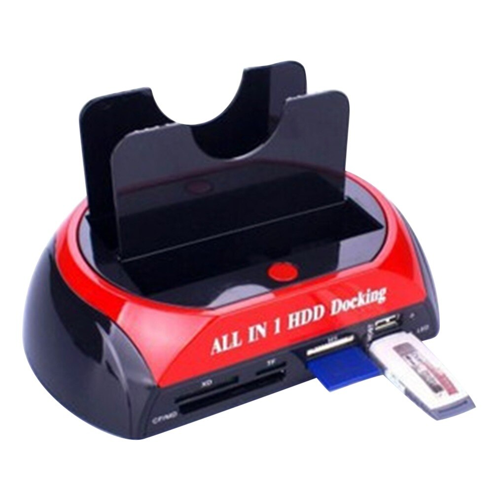 External Dual Port HDD Docking Station Hub with USB Port Memory Card Slot IDE SATA Data Reader XD/TF/CF/MD/Micro SD Cardreader
