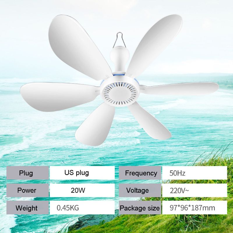 6 Blade 220V Silent Household Dormitory Bed Hanging Fan 20W Electric Ceiling Fan