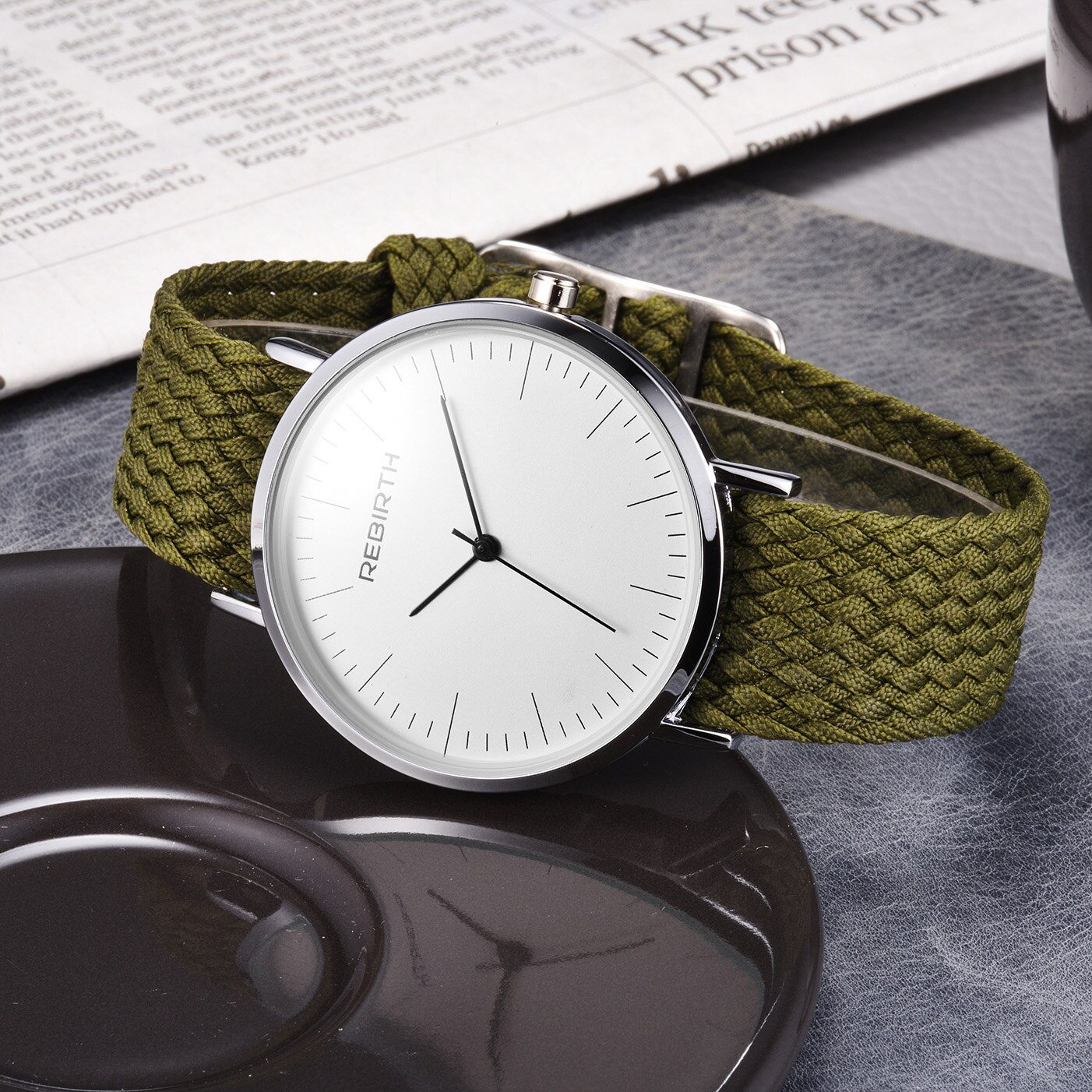 nuevos relojes de REBIRTH para mujer, hombres, superior, relojes de pulsera Unisex de Nylon, relojes deportivos de cuarzo, reloj masculino