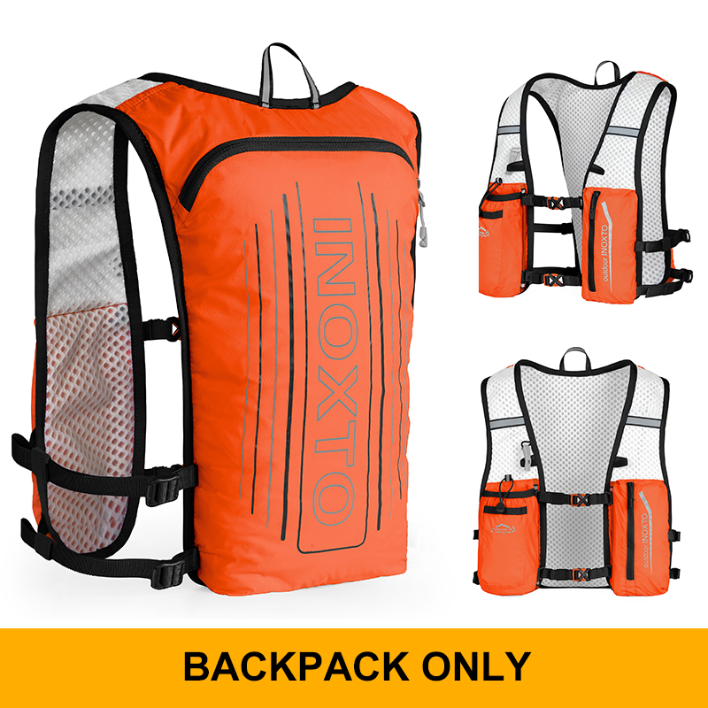 Reflektierende Weste für Damen und Herren, verstellbarer Brustgurt, Lauf-Trinkweste, leichter reflektierender Trinkrucksack, su: Orange