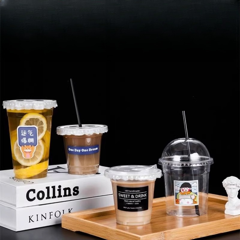 Taza de té de la leche desechable de Material PET, vasos de plástico transparente para bebidas frías, vasos comerciales, vaso de café americano helado grueso